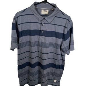 Linksoul Golf Polo Shirt Mens Medium Luxury Cotton Blue Gray Stripe SS